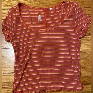 Me To We Pacsun Striped Cropped T Shirt Women’s Size Small